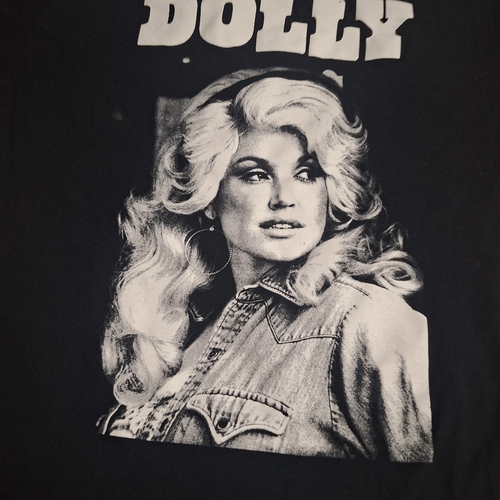 Black Graphic T-Shirt Dolly Parton Black and White Graphic T Shirt Size XL Short - Picture 4 of 9